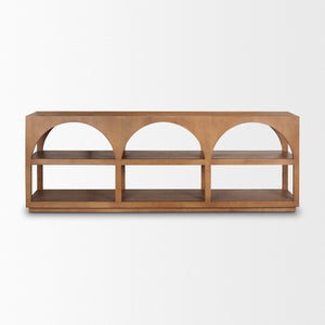 Mercana Bela Arched Console Table - Elegant Mango Wood Design with Open Shelves for Modern Living Spaces Brown Wood | Large 70580