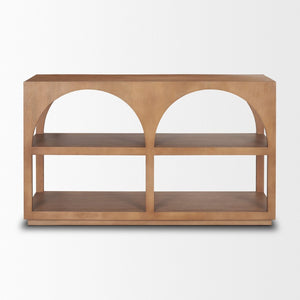 Mercana Bela Arched Console Table – Elegant Mango Wood Design with Open Shelves for Stylish Storage Solutions Brown Wood | Small 70581