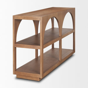 Mercana Bela Arched Console Table – Elegant Mango Wood Design with Open Shelves for Stylish Storage Solutions Brown Wood | Small 70581