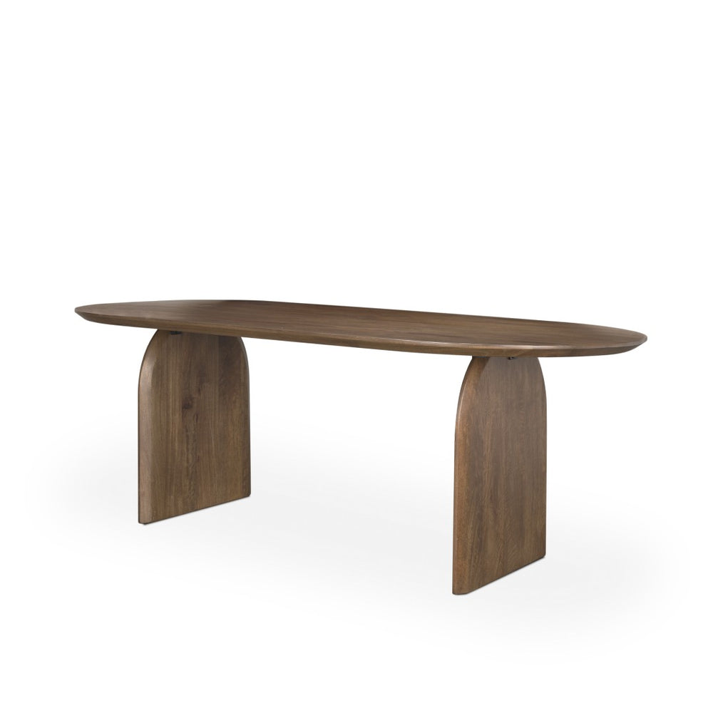 Mercana Isla Oval Dining Table - Handcrafted Solid Mango Wood with Elegant Arched Legs for Timeless Style 86.5" Dk Brown Wood Top | Dk Brown Wood Legs 70559-AB