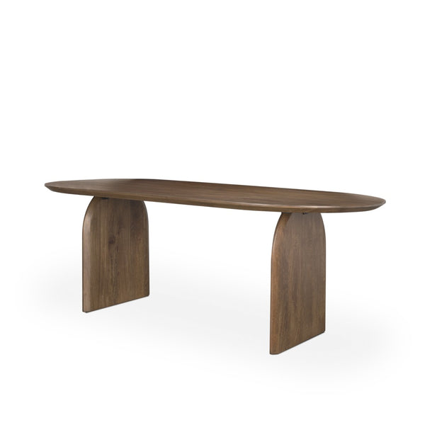 Mercana Isla Oval Dining Table - Handcrafted Solid Mango Wood with Elegant Arched Legs for Timeless Style 86.5" Dk Brown Wood Top | Dk Brown Wood Legs 70559-AB