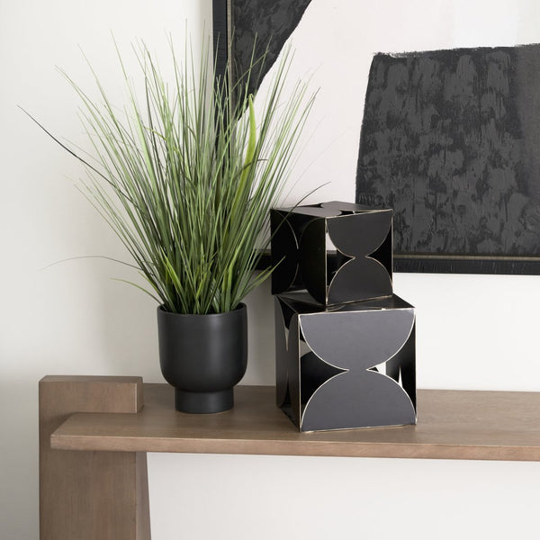 Mercana Darren Small Decorative Cube - Industrial Accent for Modern Spaces, Perfect for Stylish Displays Black Metal | 6H 68802