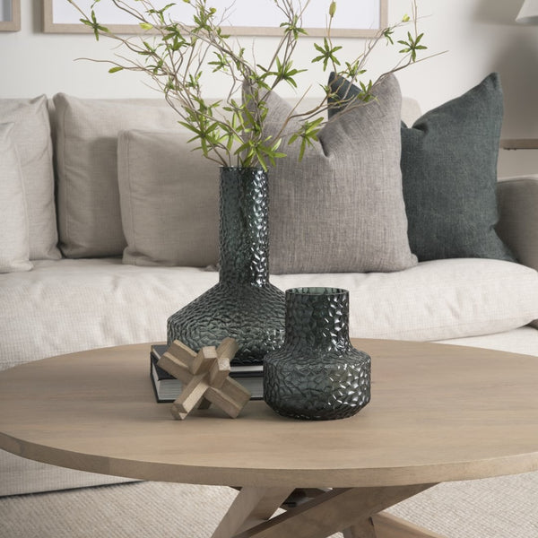 Mercana Jolene Pebbled Glass Vase – Translucent Green with Textured Finish for Elegant Home Décor Accents Green Glass | Tall 70365