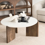 Mercana Rumer Dark Brown Wood w/ White Marble Coffee Table 70561-AB