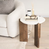 Mercana Rumer Dark Brown Wood w/ White Marble Side Table 70562