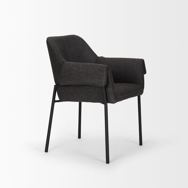 Mercana Brently Dining Chair - Modern Comfort with Stylish Design for a Sophisticated Dining Space Gray Fabric | Black Metal 70249