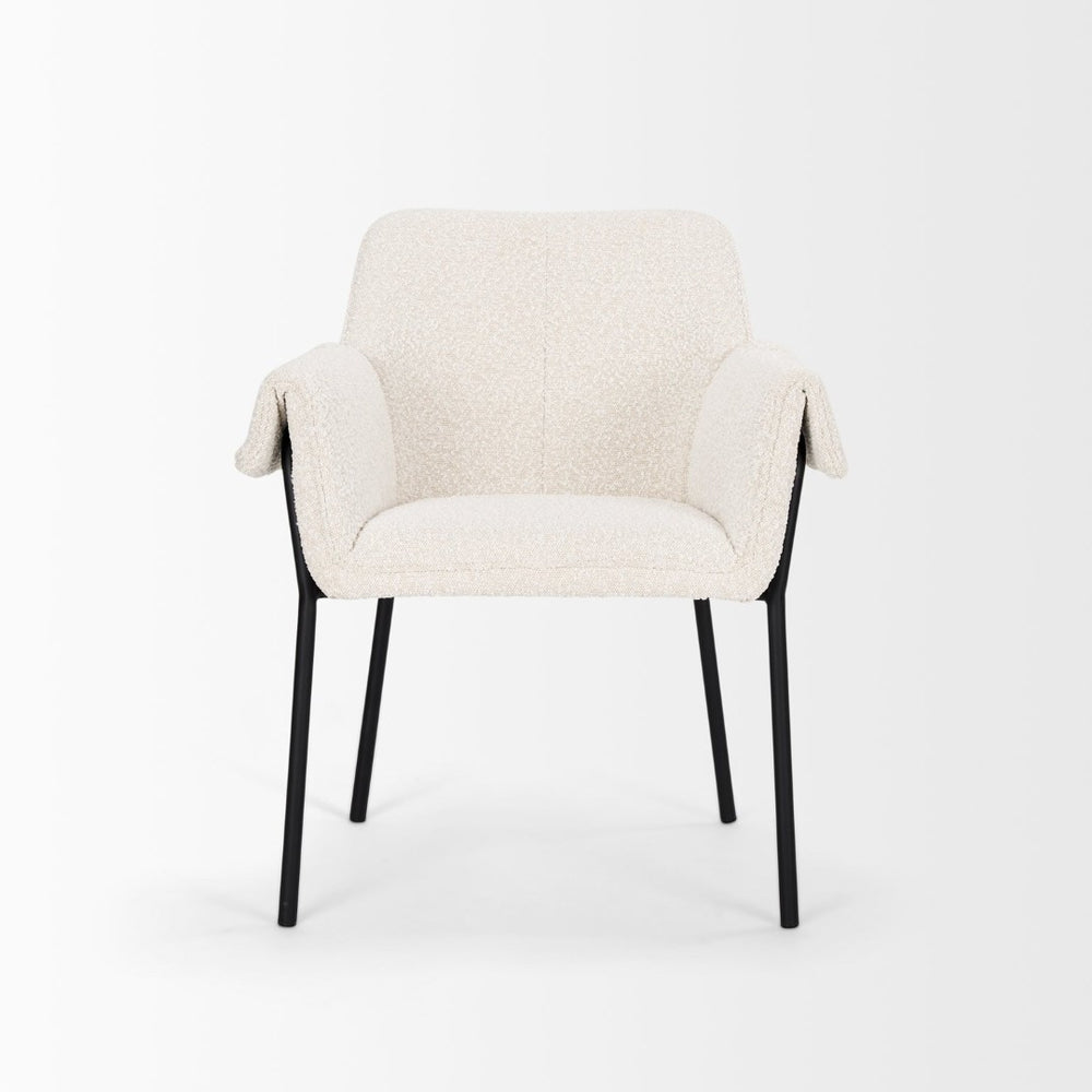 Mercana Brently Dining Chair - Modern Comfort with Stylish Design for a Sophisticated Dining Space Cream Boucle Fabric | Black Metal 70250