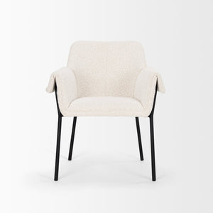 Mercana Brently Dining Chair - Modern Comfort with Stylish Design for a Sophisticated Dining Space Cream Boucle Fabric | Black Metal 70250