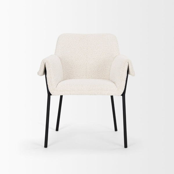 Mercana Brently Dining Chair - Modern Comfort with Stylish Design for a Sophisticated Dining Space Cream Boucle Fabric | Black Metal 70250