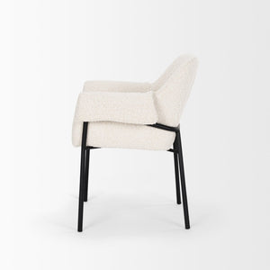 Mercana Brently Dining Chair - Modern Comfort with Stylish Design for a Sophisticated Dining Space Cream Boucle Fabric | Black Metal 70250