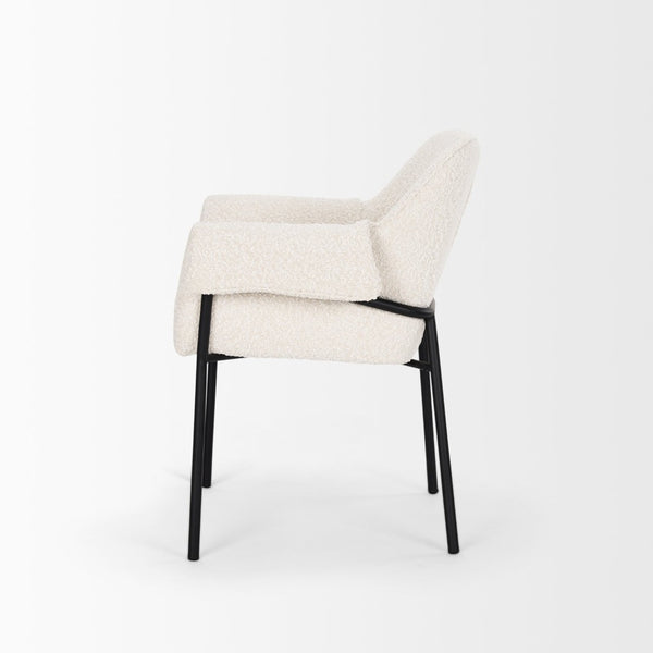 Mercana Brently Dining Chair - Modern Comfort with Stylish Design for a Sophisticated Dining Space Cream Boucle Fabric | Black Metal 70250