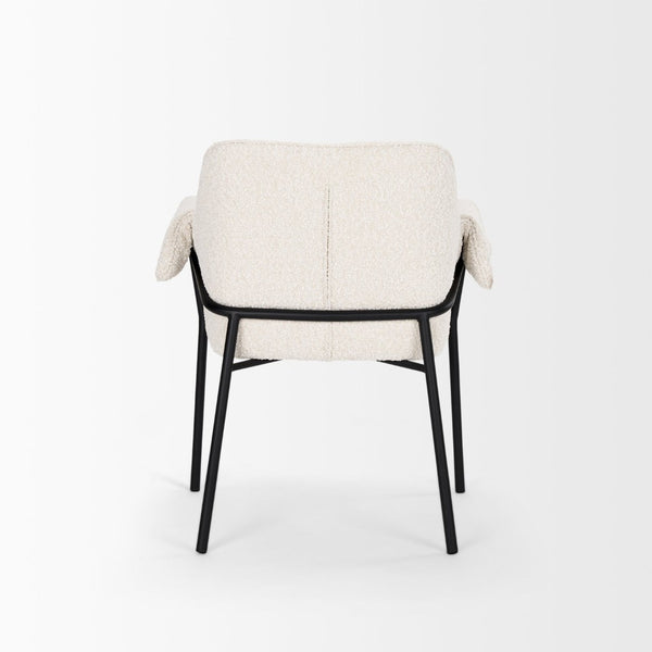 Mercana Brently Dining Chair - Modern Comfort with Stylish Design for a Sophisticated Dining Space Cream Boucle Fabric | Black Metal 70250