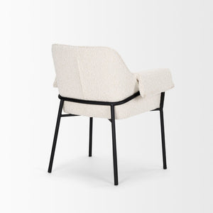 Mercana Brently Dining Chair - Modern Comfort with Stylish Design for a Sophisticated Dining Space Cream Boucle Fabric | Black Metal 70250
