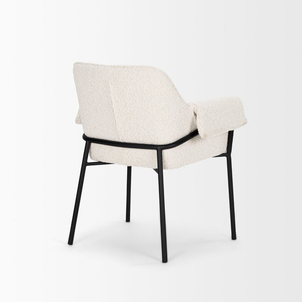 Mercana Brently Dining Chair - Modern Comfort with Stylish Design for a Sophisticated Dining Space Cream Boucle Fabric | Black Metal 70250