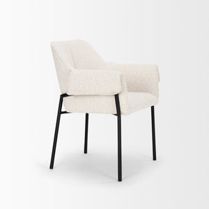 Mercana Brently Dining Chair - Modern Comfort with Stylish Design for a Sophisticated Dining Space Cream Boucle Fabric | Black Metal 70250