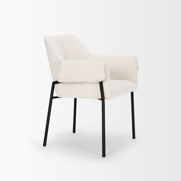 Mercana Brently Dining Chair - Modern Comfort with Stylish Design for a Sophisticated Dining Space Cream Boucle Fabric | Black Metal 70250