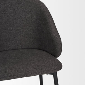 Mercana Shannon Dining Chair - Modern Retro Design with Padded Comfort for Stylish Dining and Accent Seating Gray Fabric | Black Metal 70255