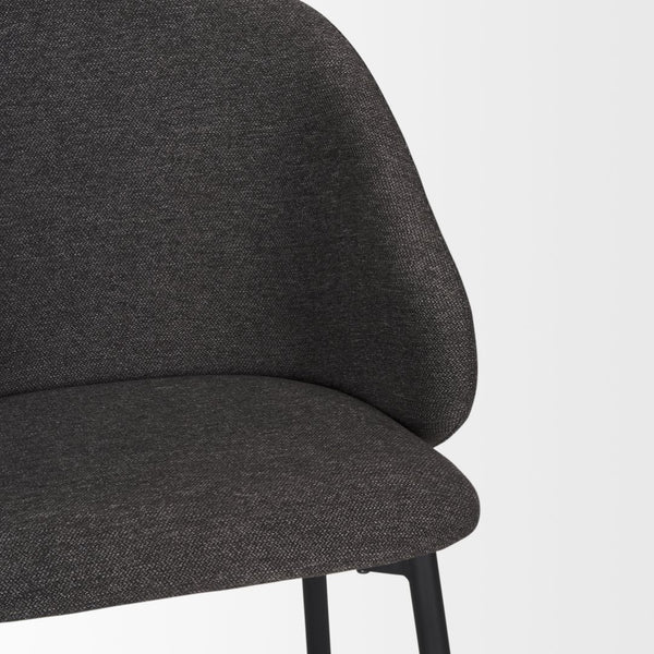 Mercana Shannon Dining Chair - Modern Retro Design with Padded Comfort for Stylish Dining and Accent Seating Gray Fabric | Black Metal 70255