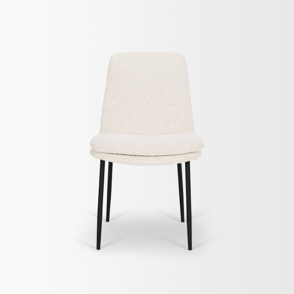 Mercana Eve Dining Chair – Modern Comfort with Durable Metal Frame and Elegant Woven Upholstery Design Cream Boucle Fabric | Black Metal 70261