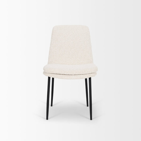 Mercana Eve Dining Chair – Modern Comfort with Durable Metal Frame and Elegant Woven Upholstery Design Cream Boucle Fabric | Black Metal 70261