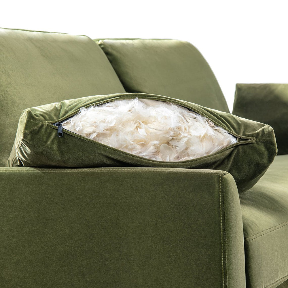 English Elm Jennifer Taylor Home - Pasadena Olive Green Modern Farmhouse Accent Arm Chair - Cozy Velvet, Eco-Friendly Rubberwood Frame B2719P265598