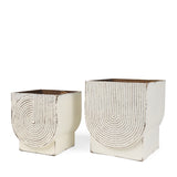 Medina Off White with Gold Antiquing Metal Planters - Set of 2 70547 Mercana