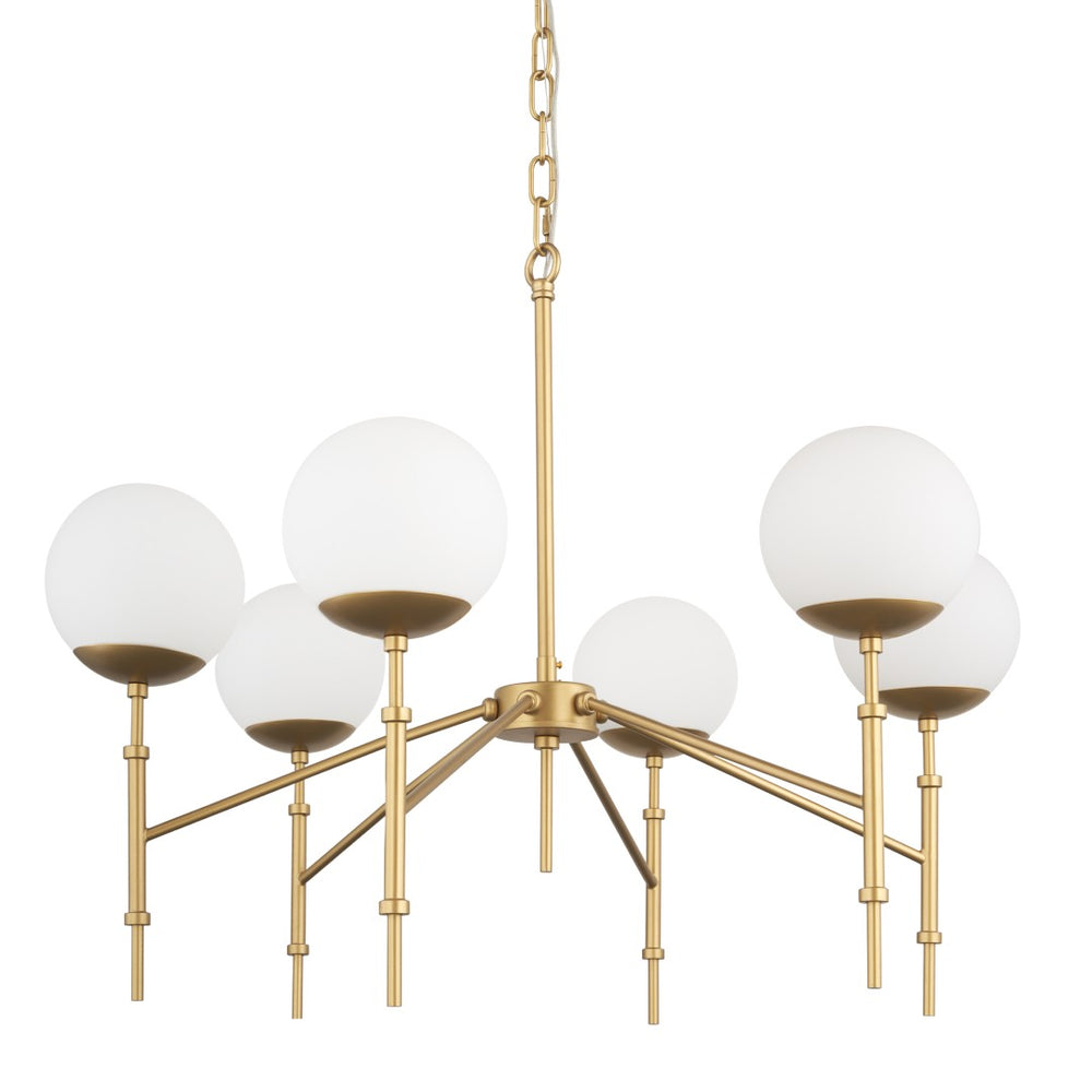 Mercana Edie Modern Minimalist Chandelier with Frosted Glass Globes – Elegant Lighting for Any Space Gold Metal | 6 Light 70452