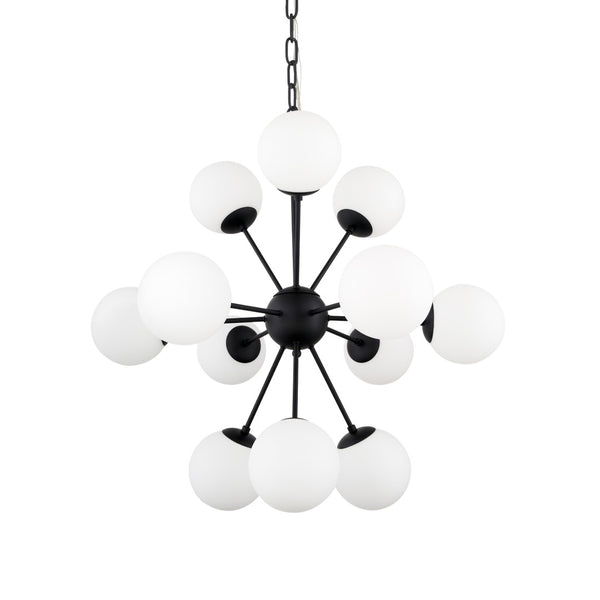 Mercana Barbara Brushed Gold Chandelier with Frosted Glass Globes - Modern Elegance for Any Space Matte Black | 11 Light 70459