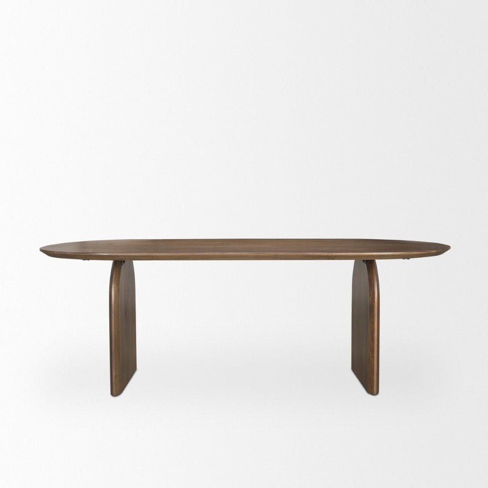 Mercana Isla Oval Dining Table - Handcrafted Solid Mango Wood with Elegant Arched Legs for Timeless Style 86.5" Dk Brown Wood Top | Dk Brown Wood Legs 70559-AB