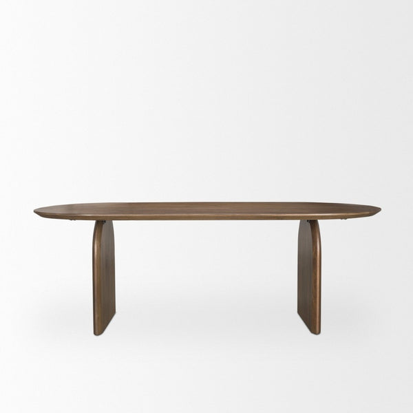 Mercana Isla Oval Dining Table - Handcrafted Solid Mango Wood with Elegant Arched Legs for Timeless Style 86.5" Dk Brown Wood Top | Dk Brown Wood Legs 70559-AB