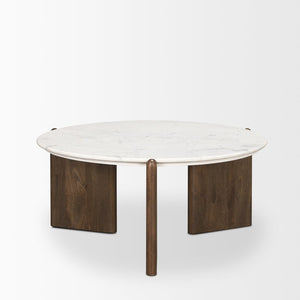 Mercana Rumer Coffee Table – Timeless Elegance with Luxurious Marble Top and Unique Mango Wood Base Design 70561-AB