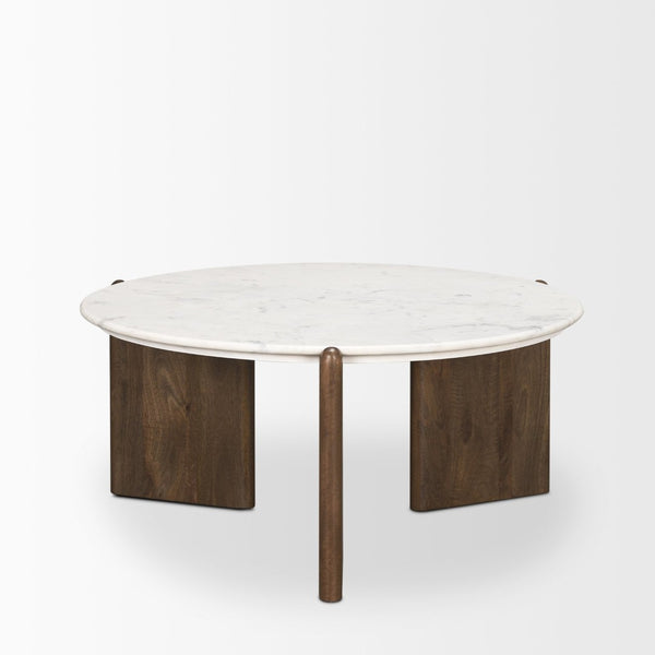 Mercana Rumer Coffee Table – Timeless Elegance with Luxurious Marble Top and Unique Mango Wood Base Design 70561-AB