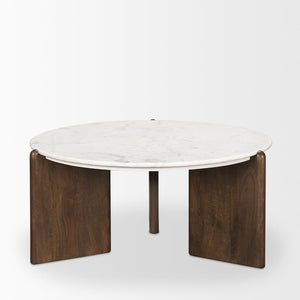 Mercana Rumer Coffee Table – Timeless Elegance with Luxurious Marble Top and Unique Mango Wood Base Design 70561-AB