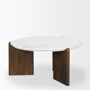 Mercana Rumer Coffee Table – Timeless Elegance with Luxurious Marble Top and Unique Mango Wood Base Design 70561-AB
