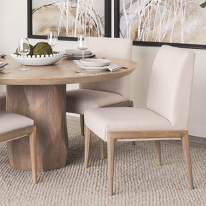 Mercana Palisades Armless Dining Chair - Elegant Upholstered Comfort with Solid Wood Frame for Stylish Dining Cream Fabric | Light Brown Wood 69823