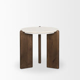 Mercana Rumer Dark Brown Wood w/ White Marble Side Table 70562