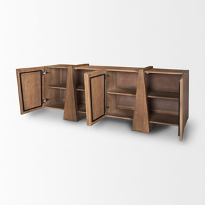 Mercana Eula Sideboard: Stylish Solid Wood Storage with Modern Design for Dining or Living Room Decor 70628