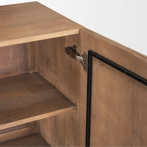 Mercana Eula Sideboard: Stylish Solid Wood Storage with Modern Design for Dining or Living Room Decor 70628