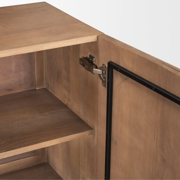 Mercana Eula Sideboard: Stylish Solid Wood Storage with Modern Design for Dining or Living Room Decor 70628