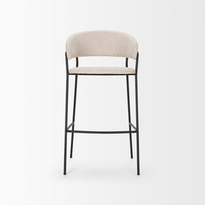 Mercana Carolyn Bar Stool – Chic Comfort with Padded Seat and Matte Black Metal Frame for Modern Spaces Oatmeal | Bar 70246