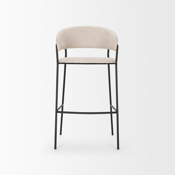 Mercana Carolyn Bar Stool – Chic Comfort with Padded Seat and Matte Black Metal Frame for Modern Spaces Oatmeal | Bar 70246