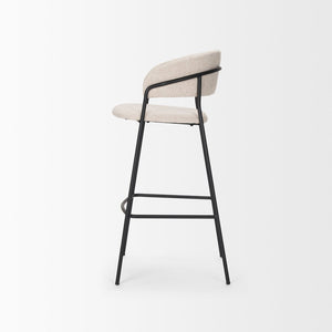 Mercana Carolyn Bar Stool – Chic Comfort with Padded Seat and Matte Black Metal Frame for Modern Spaces Oatmeal | Bar 70246