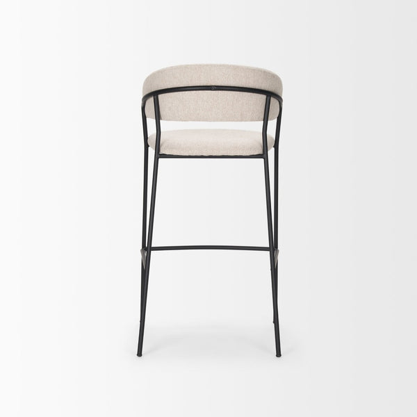 Mercana Carolyn Bar Stool – Chic Comfort with Padded Seat and Matte Black Metal Frame for Modern Spaces Oatmeal | Bar 70246