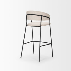 Mercana Carolyn Bar Stool – Chic Comfort with Padded Seat and Matte Black Metal Frame for Modern Spaces Oatmeal | Bar 70246