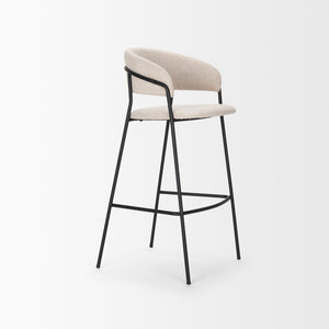 Mercana Carolyn Bar Stool – Chic Comfort with Padded Seat and Matte Black Metal Frame for Modern Spaces Oatmeal | Bar 70246