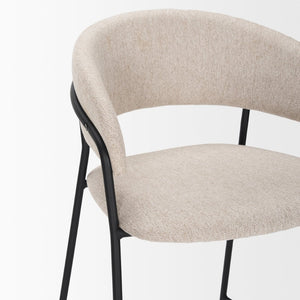 Mercana Carolyn Bar Stool – Chic Comfort with Padded Seat and Matte Black Metal Frame for Modern Spaces Oatmeal | Bar 70246