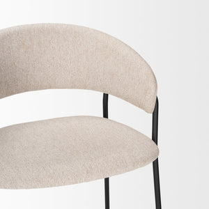 Mercana Carolyn Bar Stool – Chic Comfort with Padded Seat and Matte Black Metal Frame for Modern Spaces Oatmeal | Bar 70246