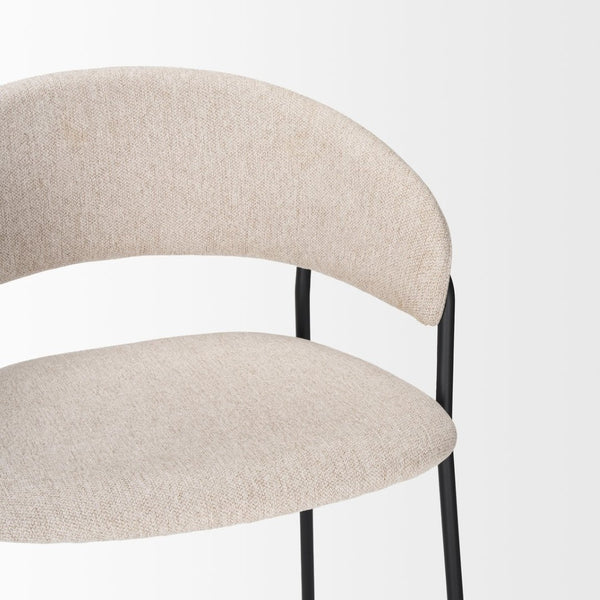 Mercana Carolyn Bar Stool – Chic Comfort with Padded Seat and Matte Black Metal Frame for Modern Spaces Oatmeal | Bar 70246