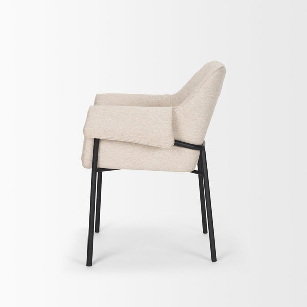 Mercana Brently Dining Chair - Modern Comfort with Stylish Design for a Sophisticated Dining Space Oatmeal Fabric | Black Metal 70248