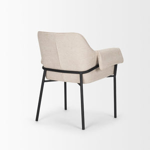 Mercana Brently Dining Chair - Modern Comfort with Stylish Design for a Sophisticated Dining Space Oatmeal Fabric | Black Metal 70248